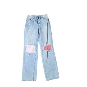 Pacsun Relaxed Fit Patchwork Faded Denim Jeans Womens Size 5 Blue